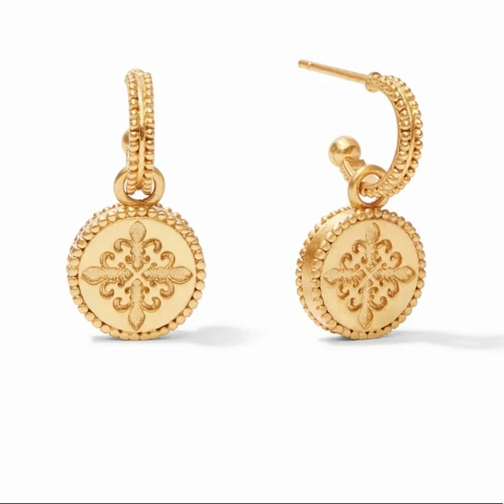 Fleur-de-Lis Hoop & Charm Earring